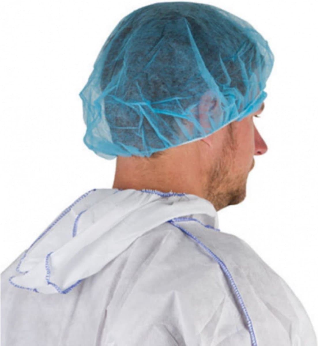 MM Eurotool Blauwe wegwerp haarnetjes - elastisch en hygiënisch - 100 stuks