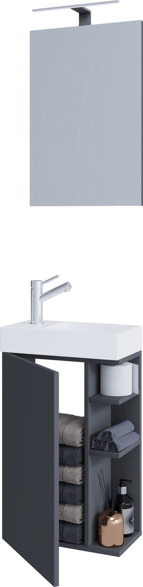 VCM 3-delige badkamermeubelset gastentoilet gastentoilet wastafel klein smal Lumia spiegel 3-delige badkamermeubelset gastentoilet gastentoilet wastafel klein smal Lumia spiegel