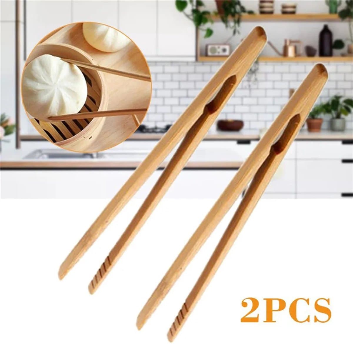 Leenkea Bamboe Tangen - 18 Cm Lang - Duurzaam Bamboe - Thee Clips - Voor Huishoudens - Model LE18BAM