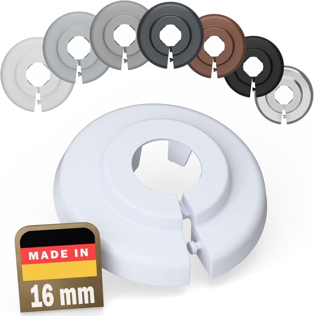 Set van 6 Stuks Buisrozetten voor Verwarming, Radiator en Leidingen - Diameter 12 tot 35 mm