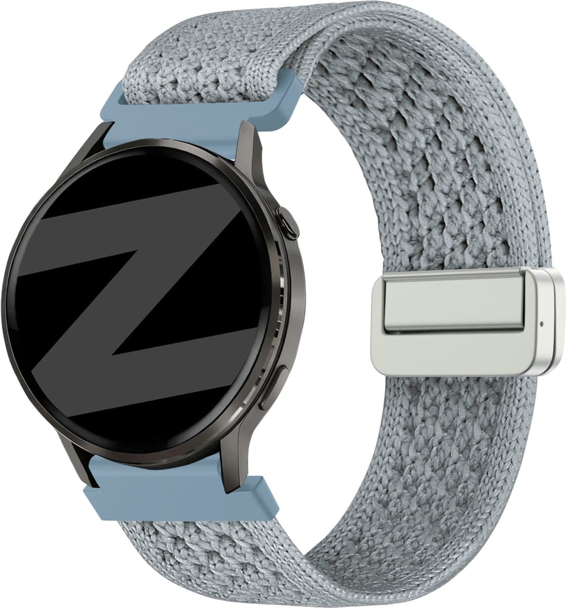 Bandz Nylon 'Vintage' bandje geschikt voor Garmin Vivoactive 6 / 5 / 3 / Vivomove / 3 / HR / Style / Luxe / Sport / Trend / Forerunner 645 / 570 / 245 / 165 / 55 / Venu / SQ / SQ2 / 2 Plus / Approach S12 / S40 / S42 / S44 / S50 - Lichtblauw