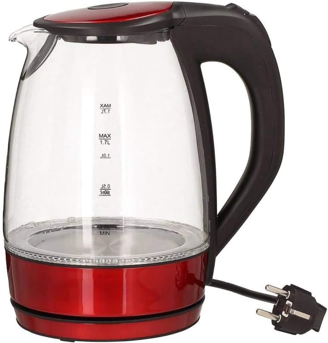 Florixa® Waterkoker glas - Waterkoker - Rood - ‎20cm x 23cm x 25cm