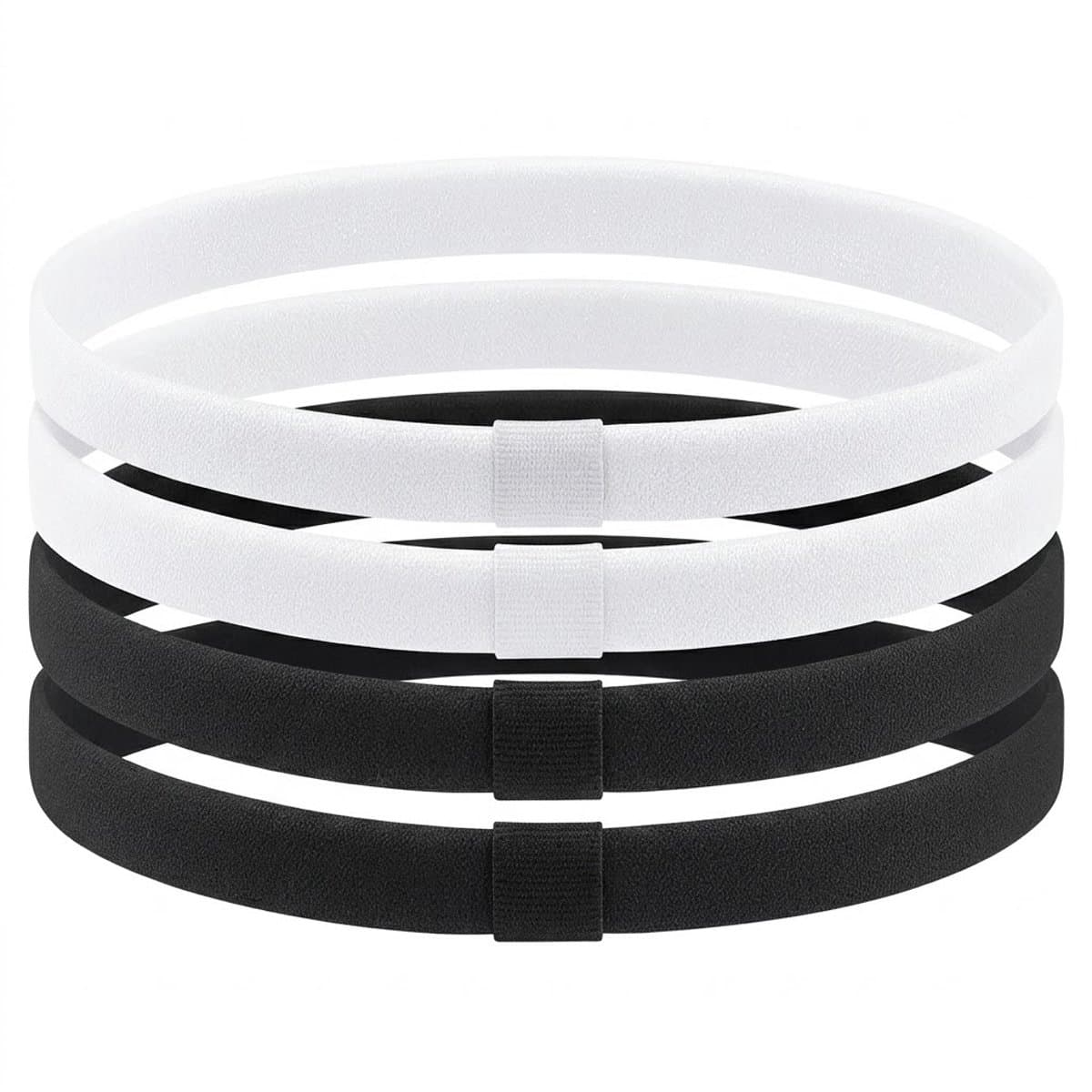 Zwarte en witte elastische sport haarbanden – set van 4 stuks – unisex antislip haaraccessoires voor sport en dagelijks gebruik