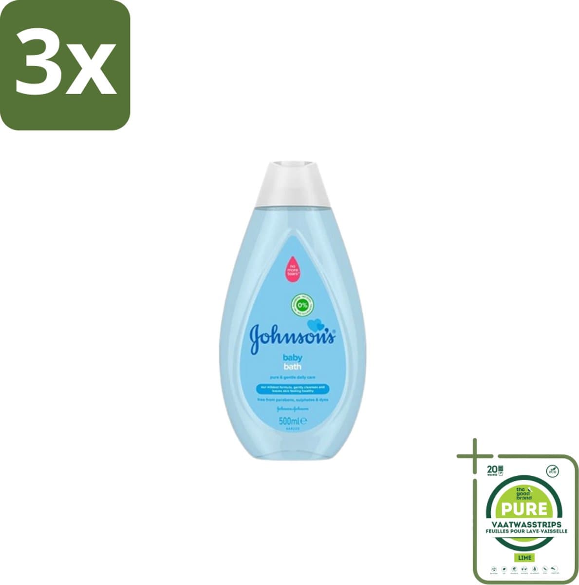 3 x Johnson’s Baby – Badolie – Pure & Gentle – 500 ml - Grootverpakking - Babybadolie - Babyhuid - Hydratatie - Zachte Reiniging - Hypoallergeen