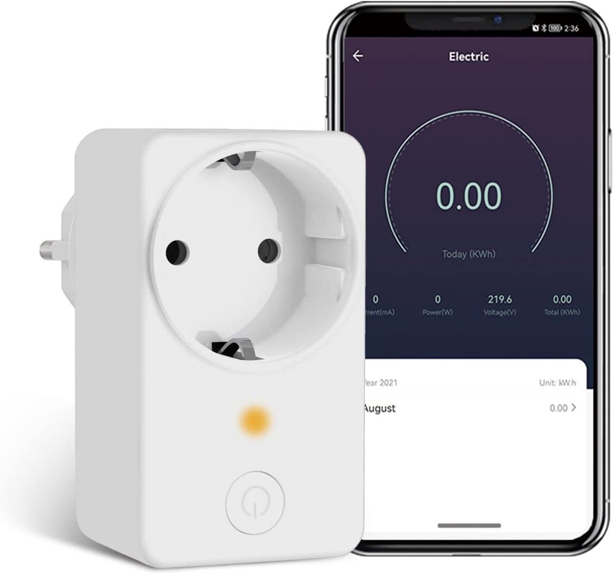 Slim Wifi Stopcontact met Energieverbruik Meten & Timer - Spraakbediening