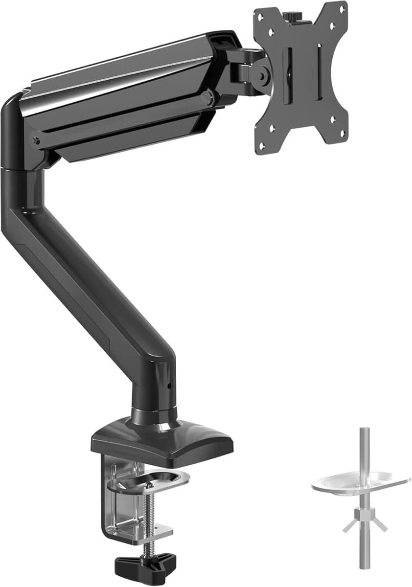 Famanu – Verstelbare monitorarm voor 13–32 inch schermen, kantelbaar en draaibaar, gasveermechanisme met VESA-bevestiging