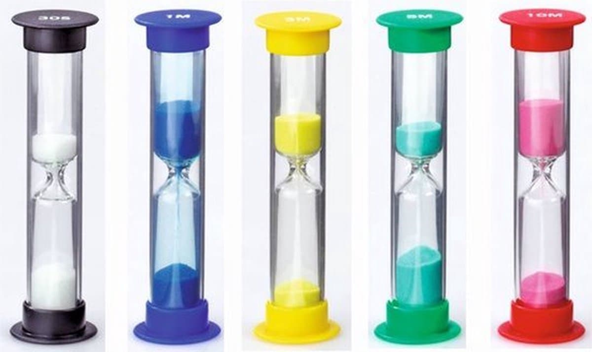 Knaak Set van 5 Zandlopers - Spelletjes Timer - 30 sec tot 10 min - 5 Verschillende Timers