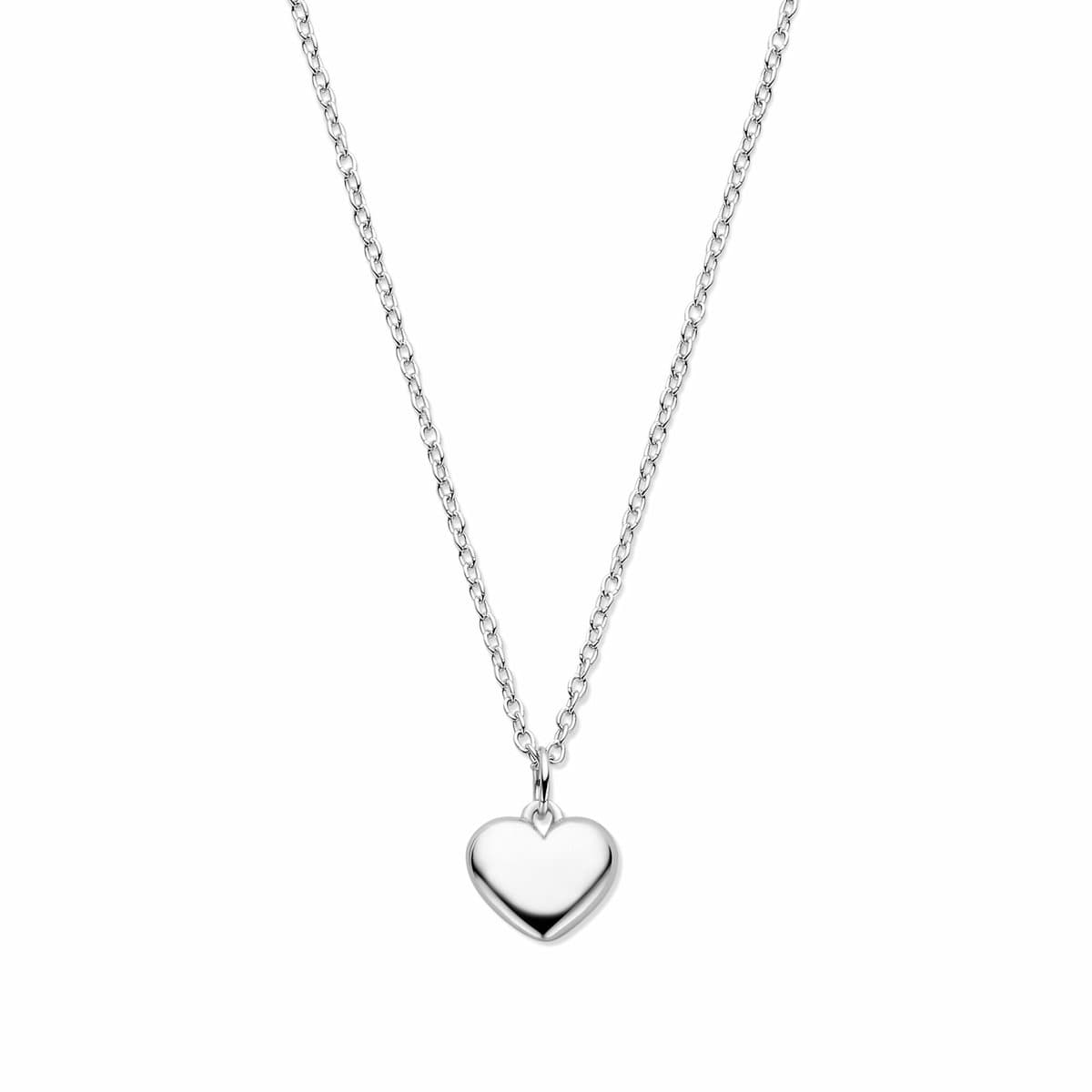 Zilver gerhodineerd collier hartje 41 - 43 - 45 cm - 1339915