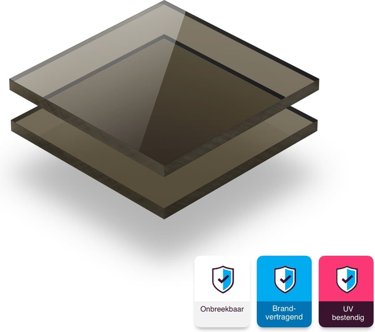 Polycarbonaat plaat 8 mm dik - 100 x 100 cm - Getint Bruin