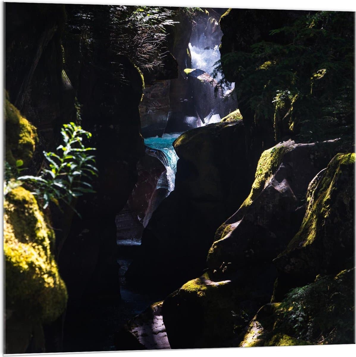 Acrylglas - Mooie Blauwe Waterval - 100x100cm Foto op Acrylglas (Wanddecoratie op Acrylglas)