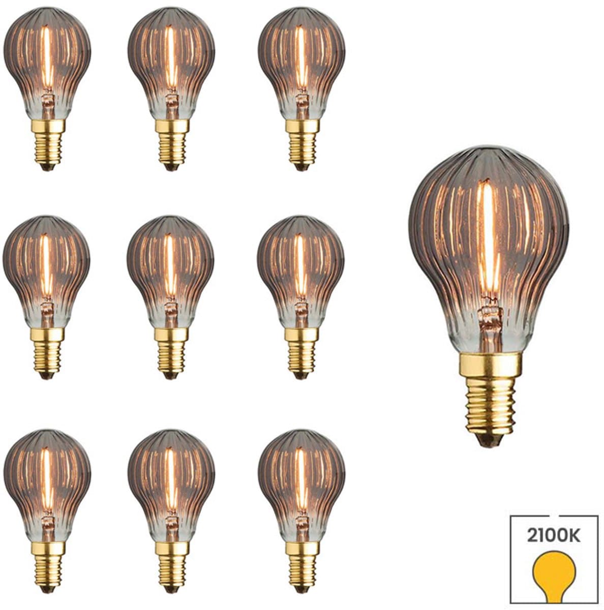Lybardo - E14 LED Lamp - 10-pack - 1W - 2100K Extra Warmwit Licht