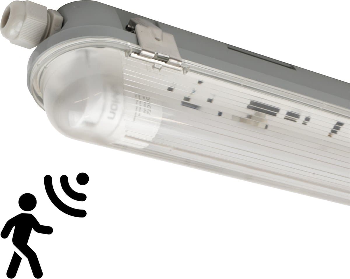 Ledvion - LED TL Armatuur - 60CM - 7W - 4000K - IP65 - LED TL Buis & Bewegingssensor