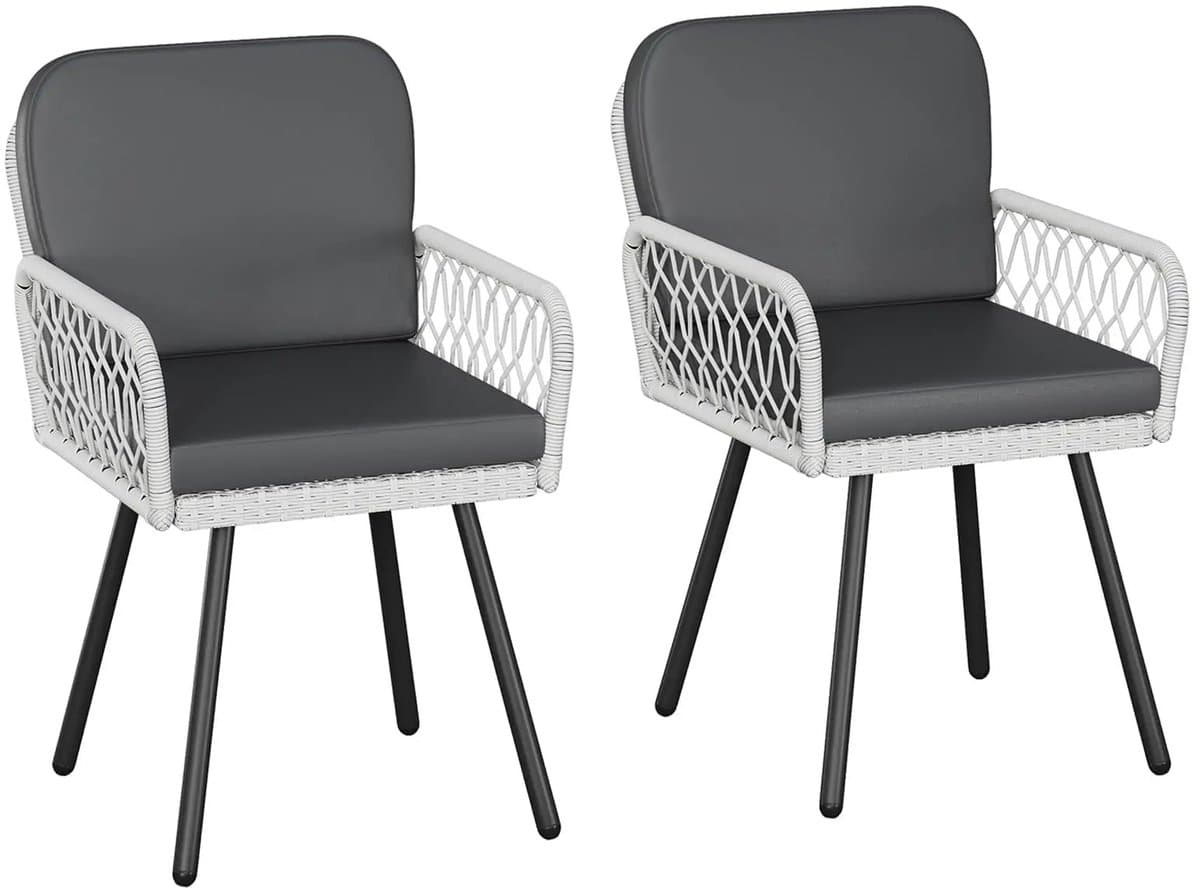 Geargalaxy 2-delige Tuinstoelen Set - Eetstoelen - Terrasstoelen - Buitenstoelen - Inclusief Kussens - 84x56x50 cm - Grijs