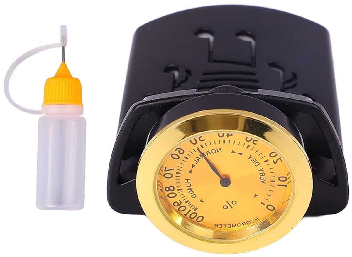 Gitaar Luchtbevochtiger - Hygrometer Instrument - Bescherm Instrument - Nauwkeurige Naaldindicator - 8.7 x 5.37 cm - Zwart