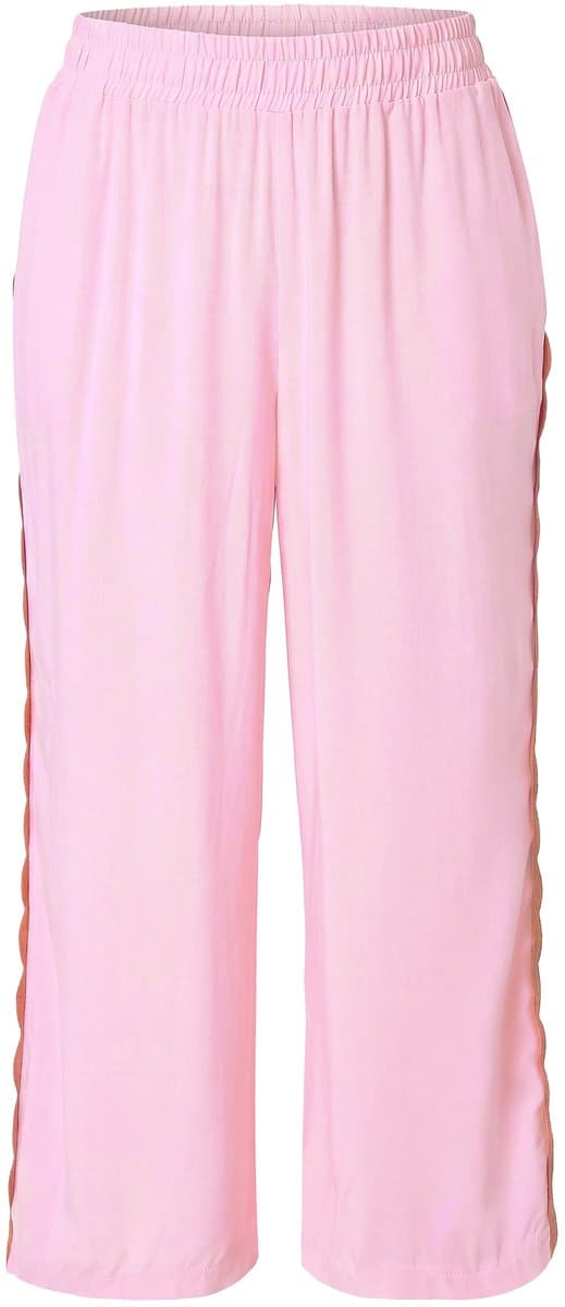 MIAMODA - Dames - Broek wijde rechte pijp gegolfde streep opzij - Roze - Maat 44