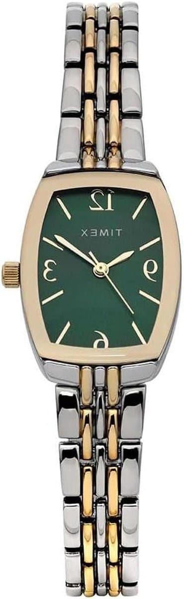 Dameshorloge - Tweekleurig horloge - Dagelijks gebruik - Zwevend kristal effect - 21 mm kast - Groene wijzerplaat