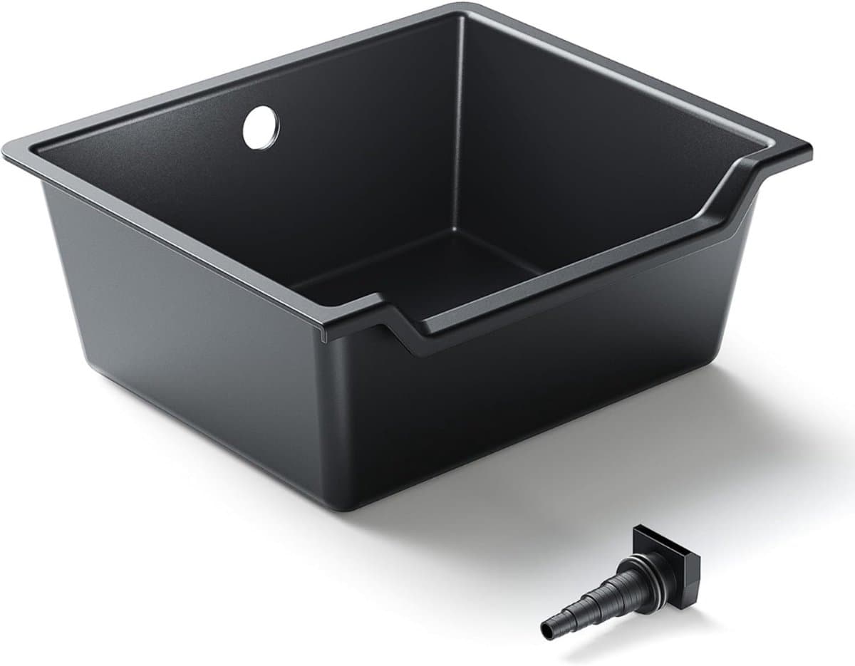 QUOVO® Vijverbak - Vijver - Waterschaal - Zwart - 8cm x 3cm x 7cm