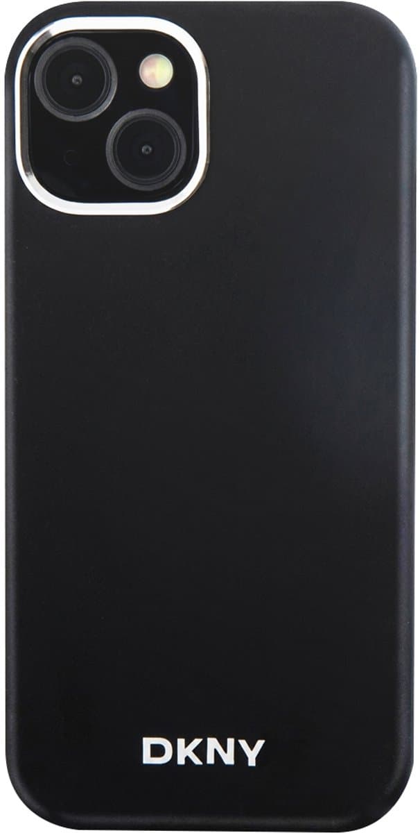 DKNY Silicone Metal Logo Back Case (MagSafe Compatible) - Geschikt voor Apple iPhone 15 Plus (6.7") - Zwart