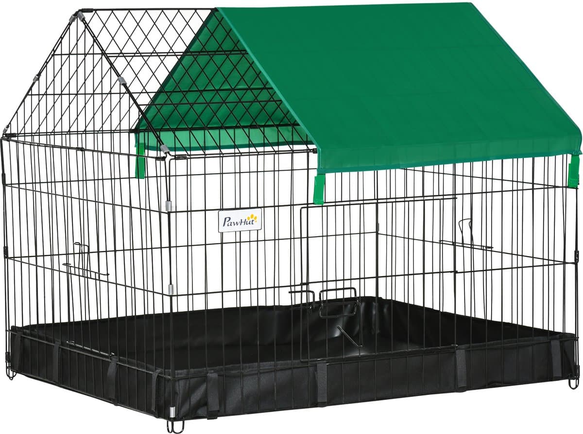PawHut Kooi voor kleine dieren - Staal - 90x75x75cm - Zwart