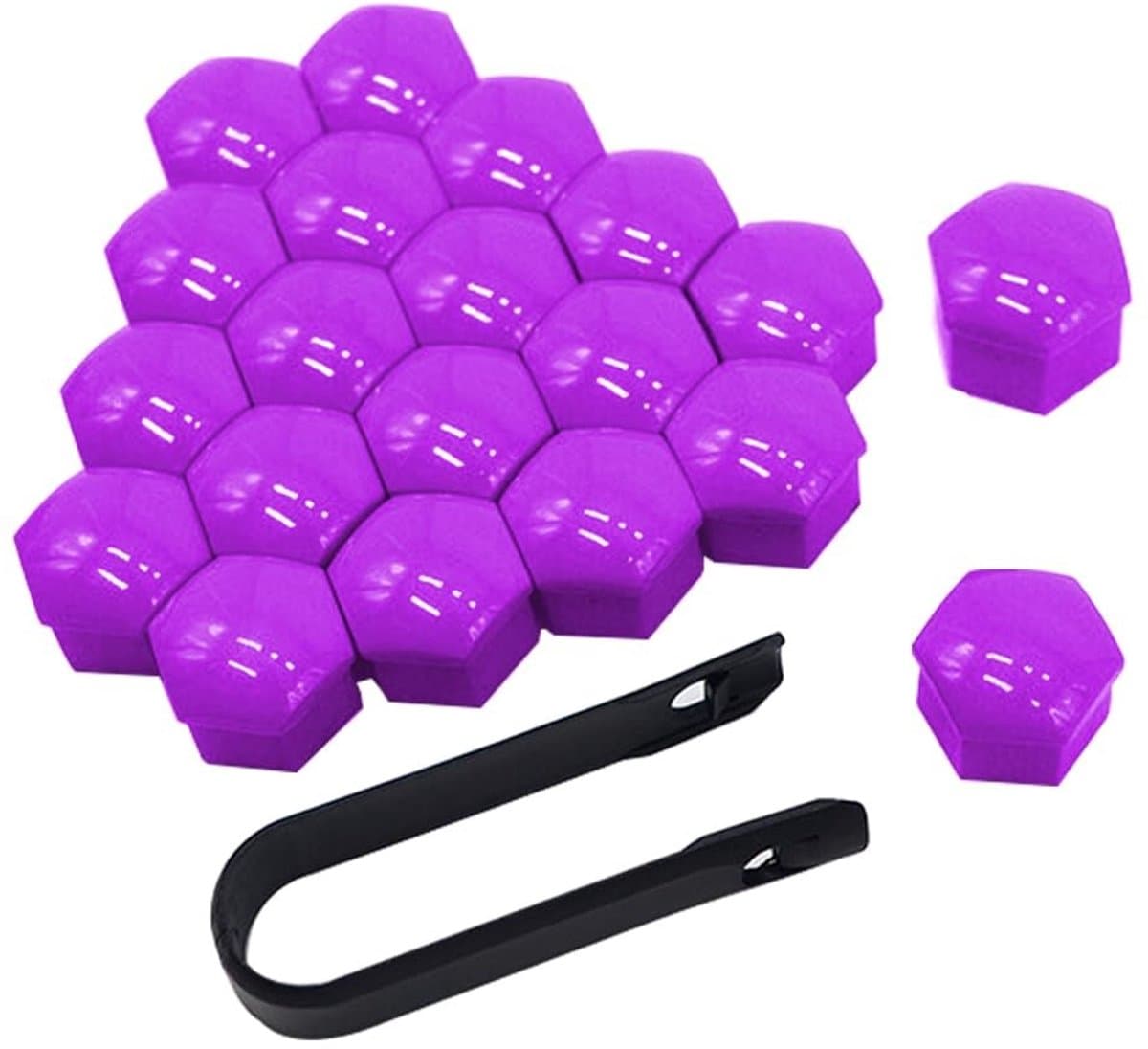 Dailygoody - Car Wheel Nut Covers - 20Pcs 17mm - Universele Hub Screws - Paars - Hexagonale Doppen - Voor Auto's - Inclusief Verwijdertool