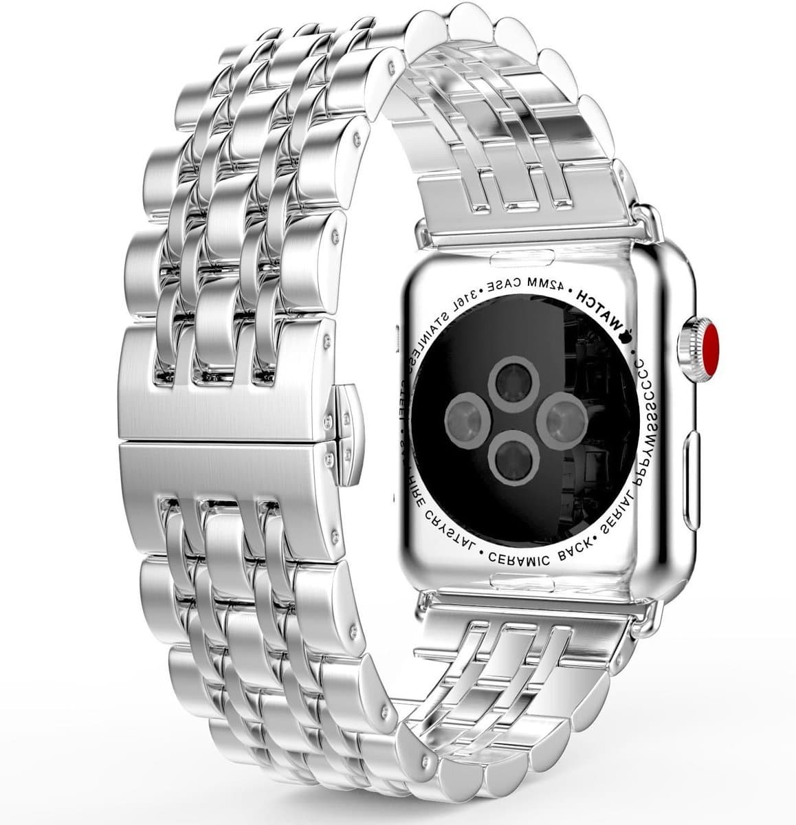 Stijlvolle Rvs Sport Armband voor Apple Watch 44mm/42mm - Verstelbare Polsband voor Dames en Heren, Geschikt voor SE en Series 6/5/4/3/2/1