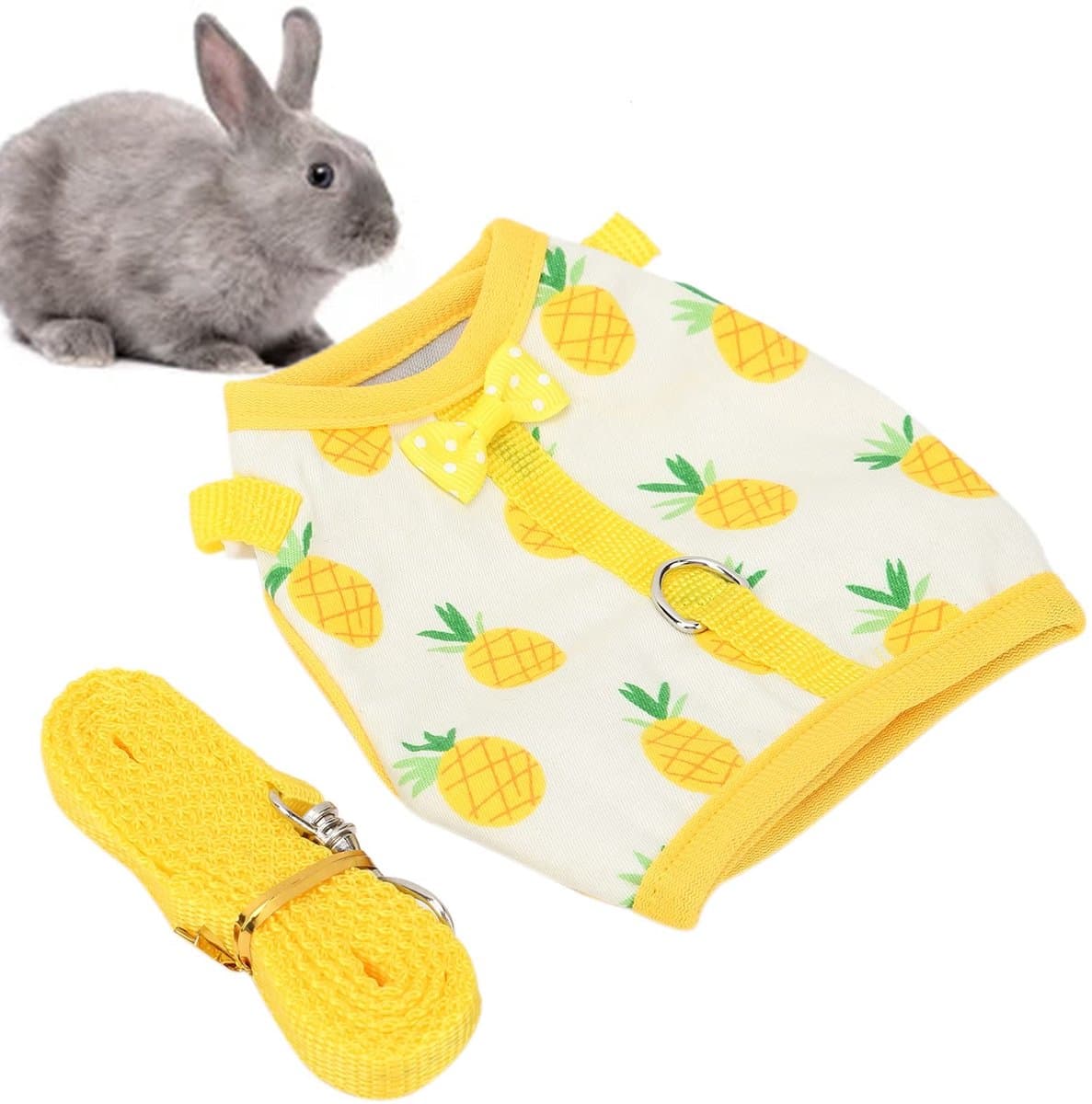 Dailygoody - Puppy harnas - Ademend mesh - Ideaal voor buitenactiviteiten - Geel ananas - Geschikt voor cavia's, fretten en konijnen