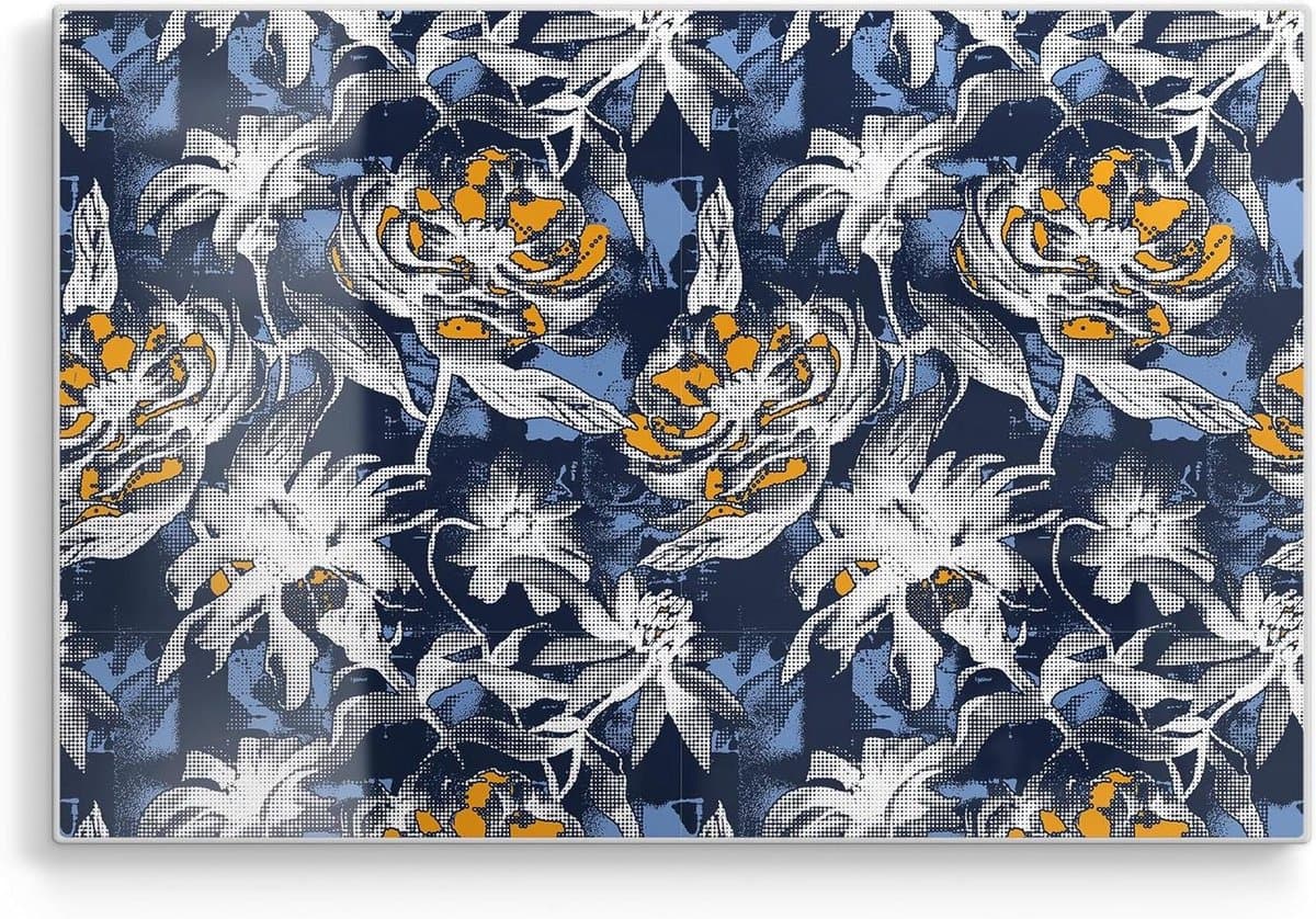 Snijplank van glas - Keukenplank Serveerschaal - Keukenwerk Voorbereiden - 3D Diepte Effect - 30x20 cm - Blauw
