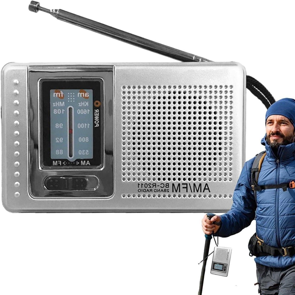 Draagbare Radio - Zakradio AM FM - Kamperen Reizen - Stereo Geluidskwaliteit - 9.6x2.3x5.8cm - Zilver