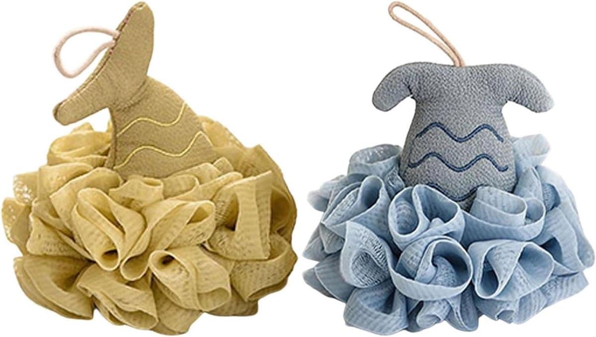 Badballen set - Douchespons dieren - Lichaamsreiniging thuis - Zacht PE-mesh - 2 stuks - Meerdere kleuren