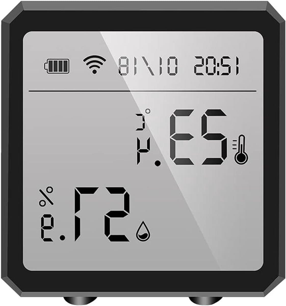 Temperatuursensor Hygrometer - Vochtigheidsmeter Thermometer - Slim Huis - Wifi en BT Verbinding - 6.4 Centimeter - Blauw