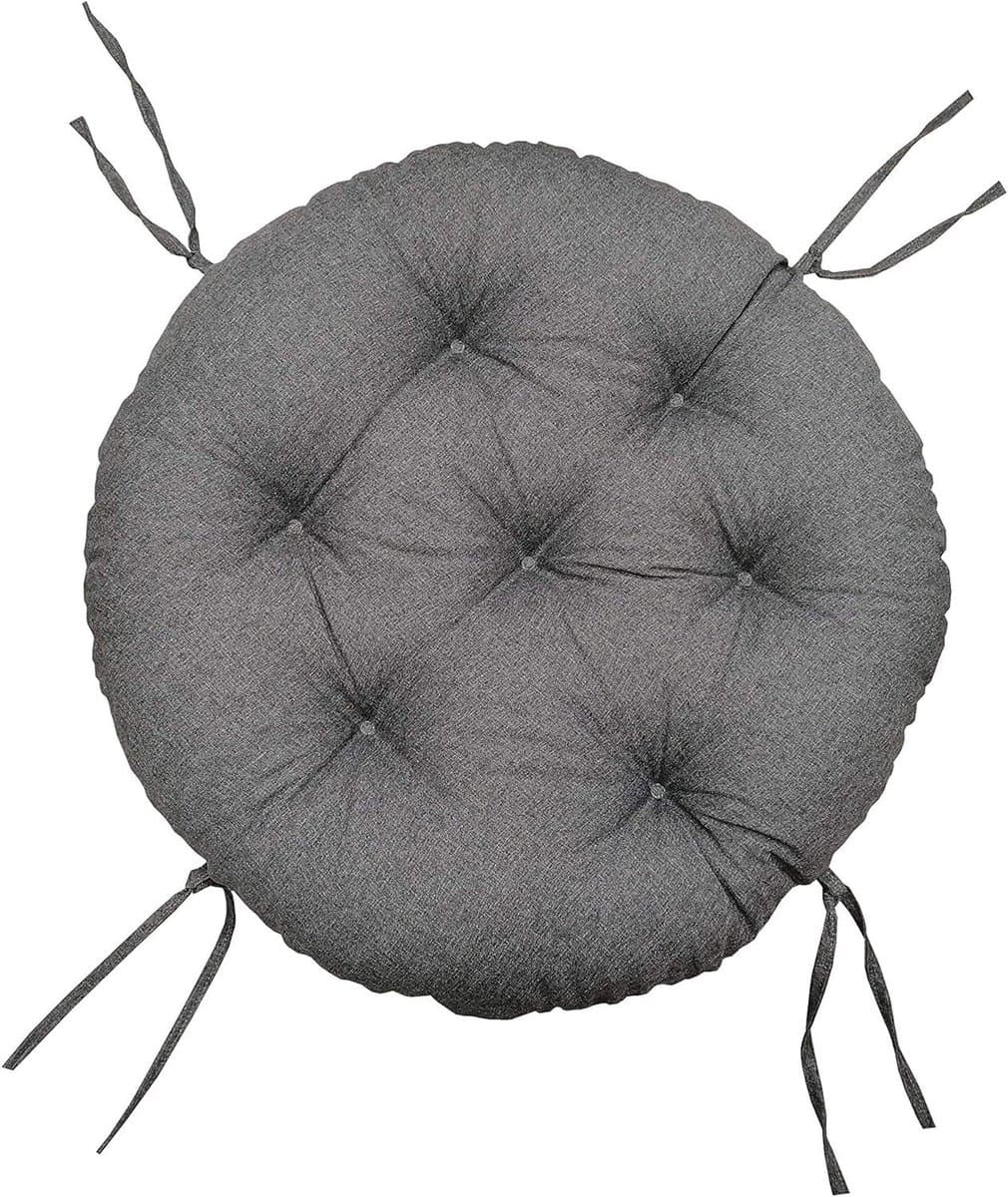 chilly pilley Papasan, papasanfauteuil, rotanstoel, kussen, stoelkussen, tuinkussen, zitkussen voor de tuin, gewatteerd kussen met lussen, rond (80 cm, grijs)