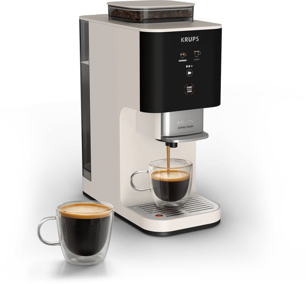 Krups Coffee Crush SA4001 - Automatische koffiemachine - Ivory - Compact 15 cm - Geschikt voor bonen en gemalen koffie