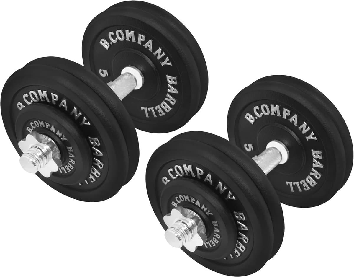 Korte Halterset met Gietijzeren Halterschijven en Halterstangen 30/31 mm - 2 x 25 kg