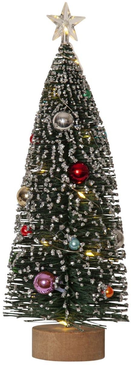 Star Trading Kleine decoratieve kerstboom 'Decorini', versierd, LED-verlichting, batterij + timer, groen, H 31 cm