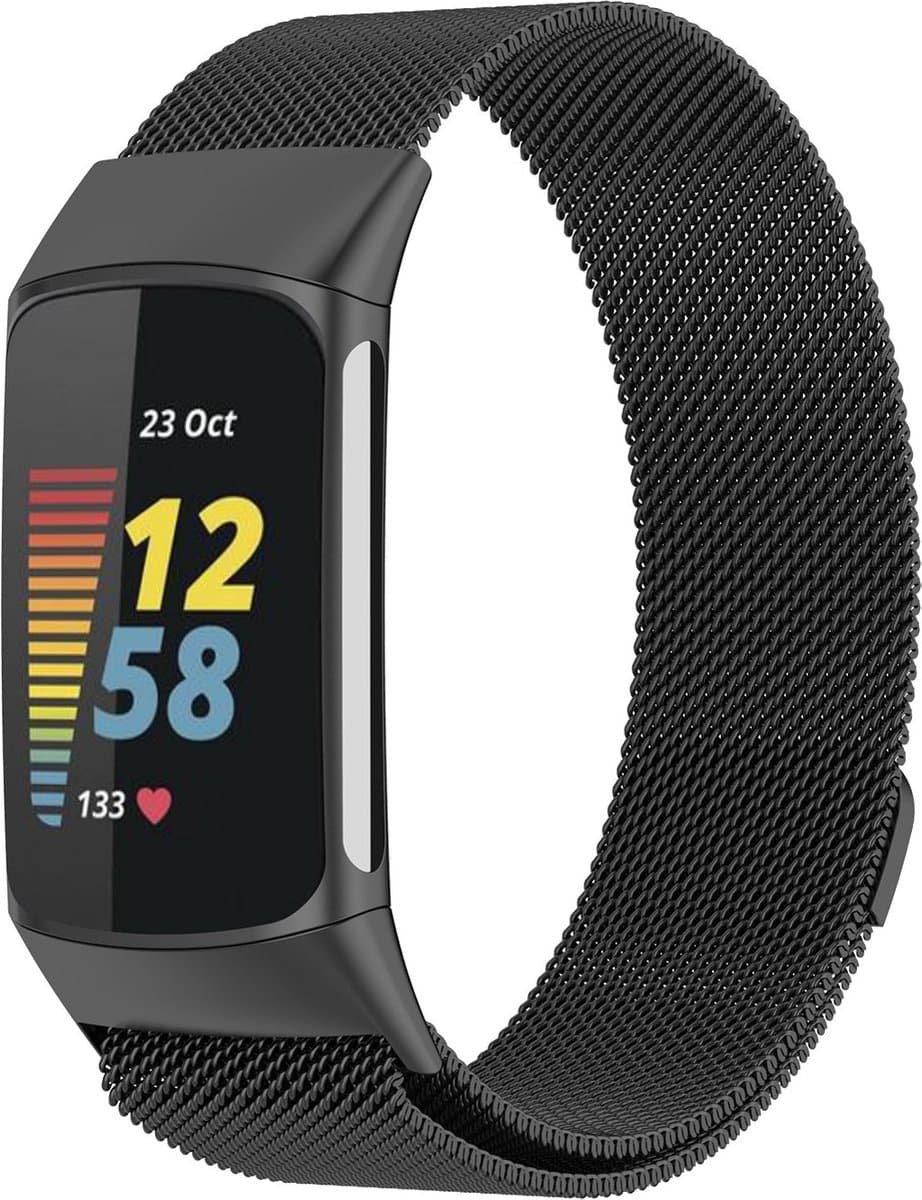 Fitbit Charge 5 milanese band - zwart - Geschikt voor Fitbit