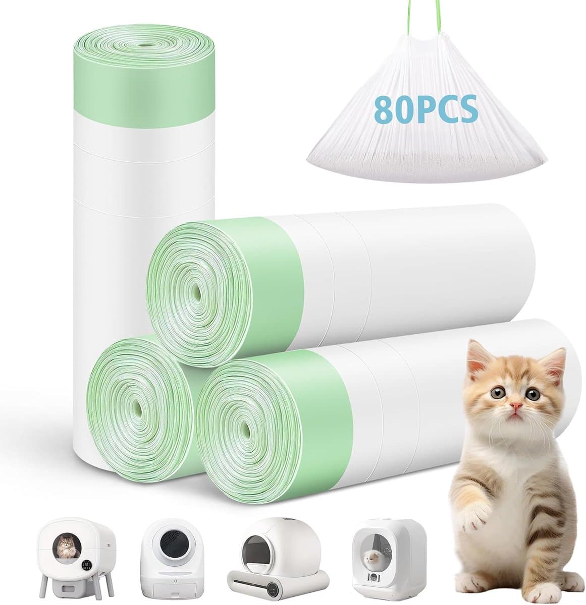 80 Kattenbakzakken voor Litter-Robot 3/4, Trekkoord