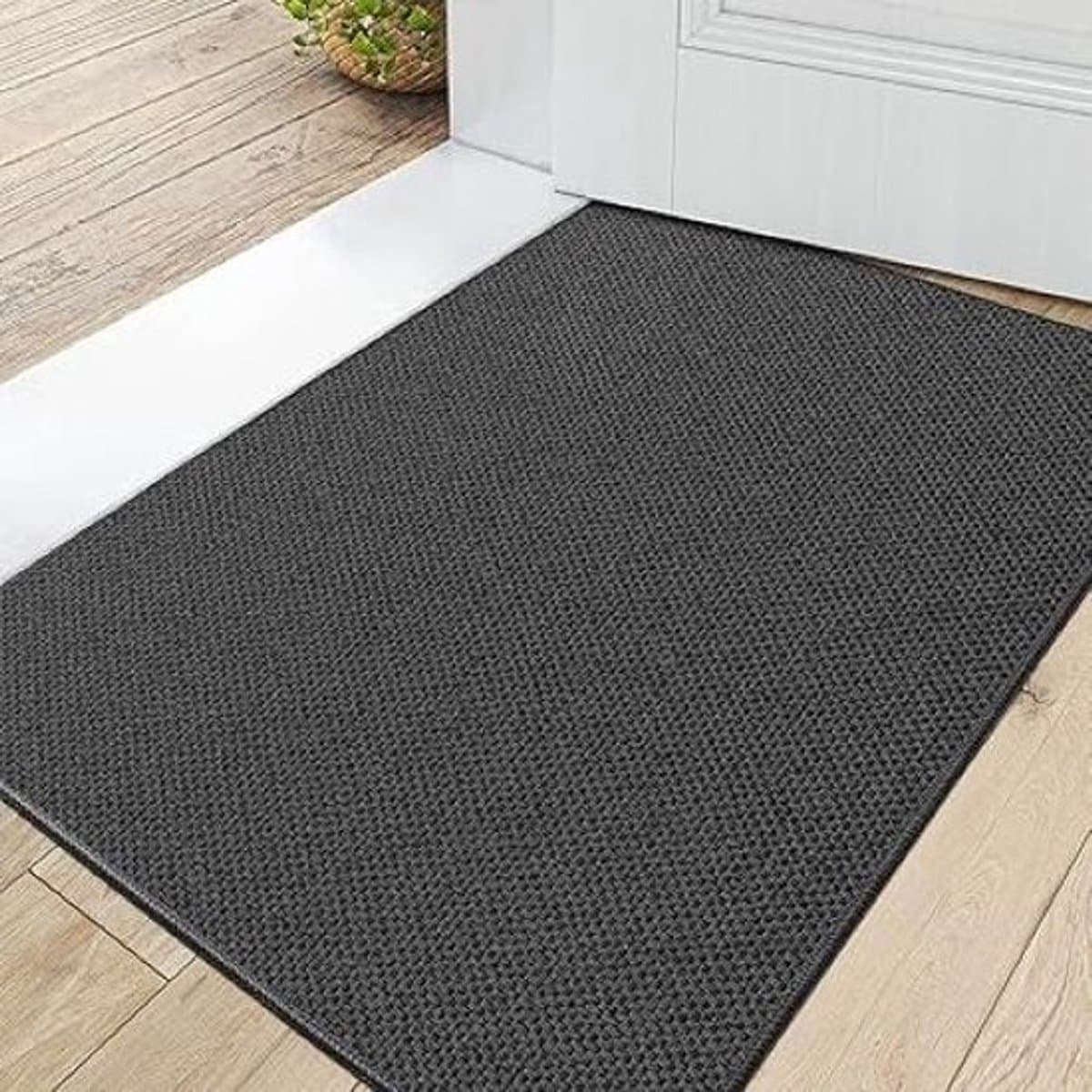 SHOP YOLO-deurmat binnen-60 x 90 cm-antislip-vuilvanger-absorberend tapijt voor binnenw-asbare voordeurmatten met laag profiel voor entree- modderige schoenen en poten-donkergrijs
