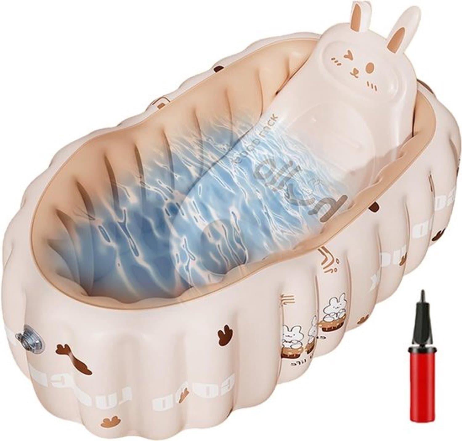 Draagbaar babybad - Opblaasbaar kinderbad - Om baby's in te baden - Milieuvriendelijk PVC - 90 x 58 cm - Konijn