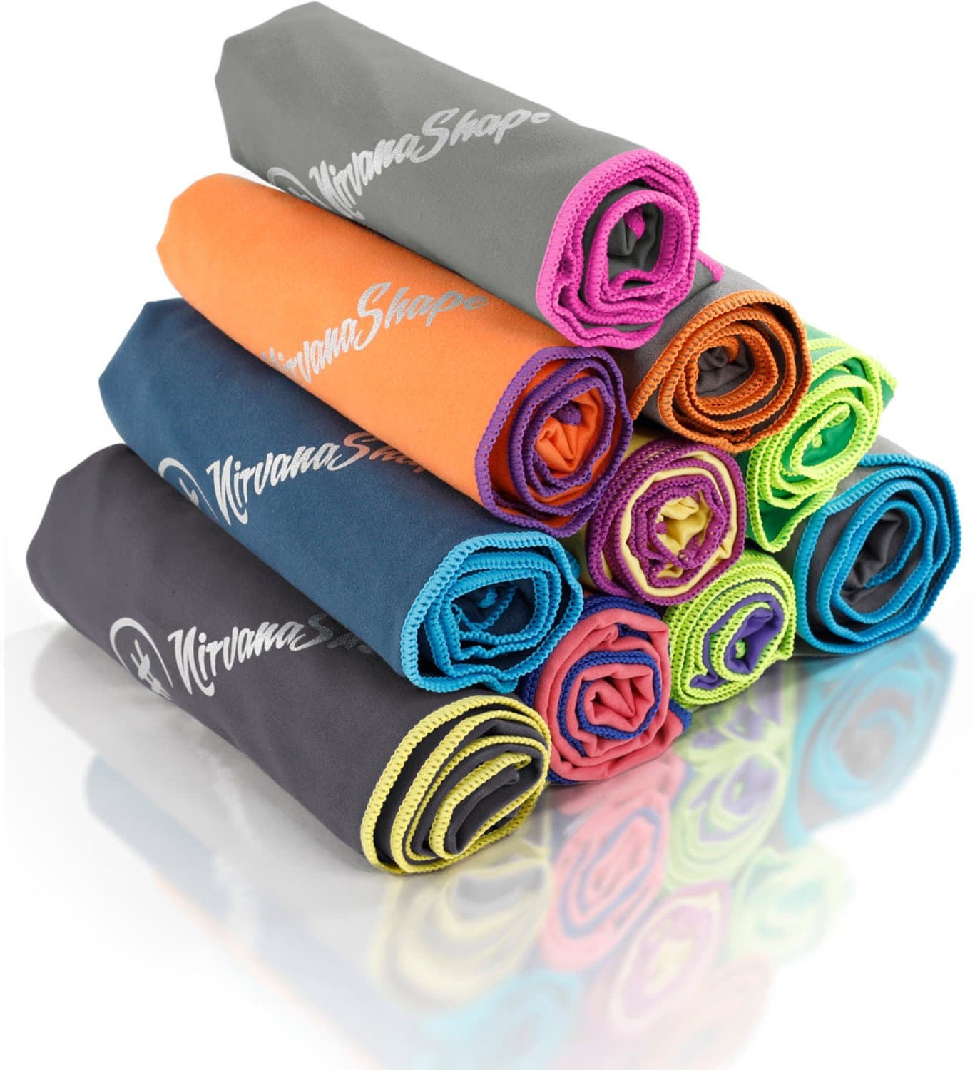 NirvanaShape - microvezel handdoek - microvezel reishanddoek - sneldrogend, ultralicht en zijdezacht - tot 8 keer meer absorberend - 60 x 40 cm - Lichtgrijs / Roze Rand