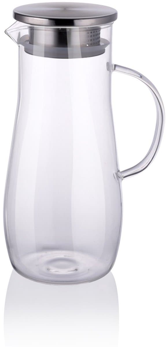 Alpina glazen waterkaraf met RVS deksel - 1,4 L, 15 cm