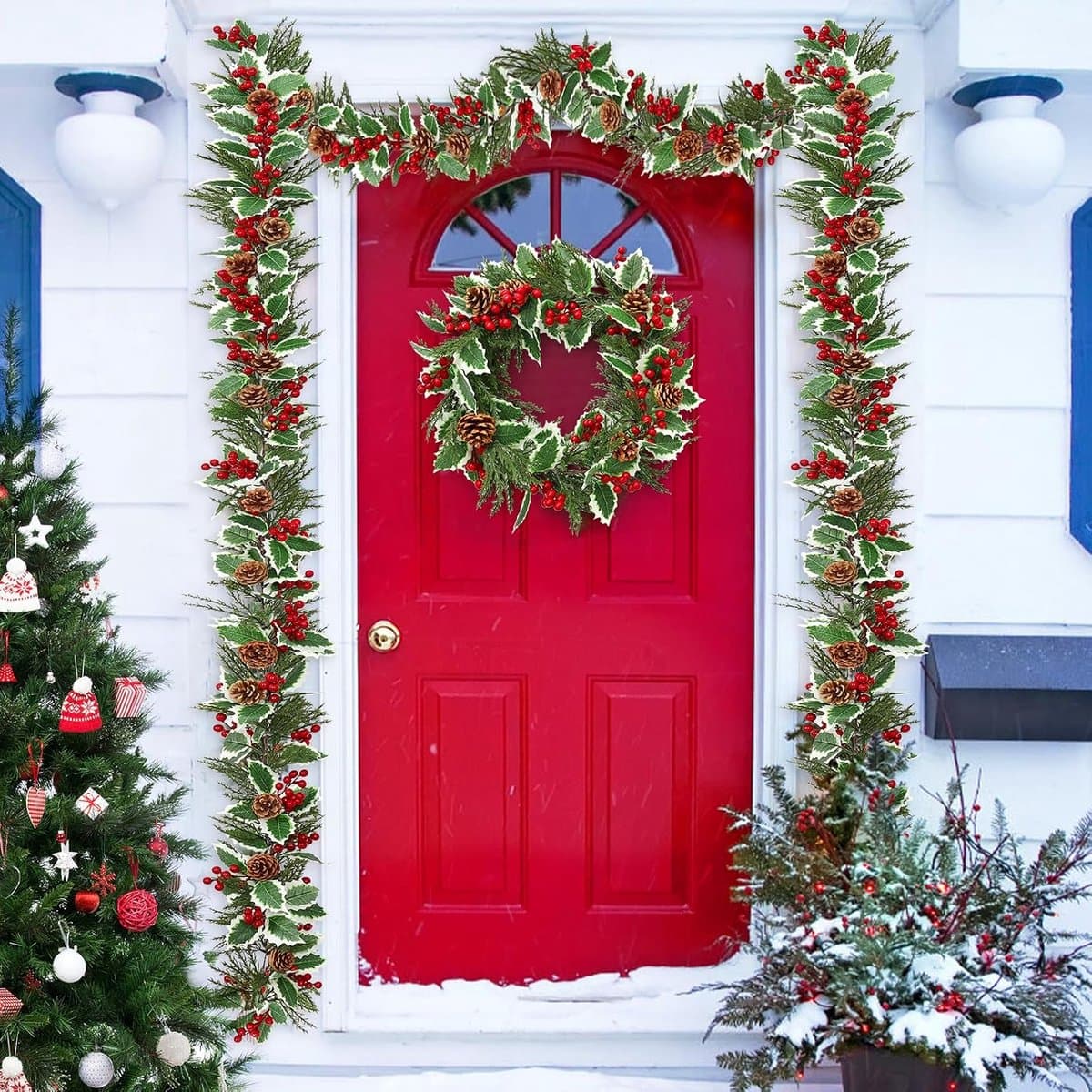 Casalora Kunstmatige Kerstslinger--2PCS Kerst Dennenslinger Kerstslinger voor Thuisfeest Kerstboomdecoratie, 2M