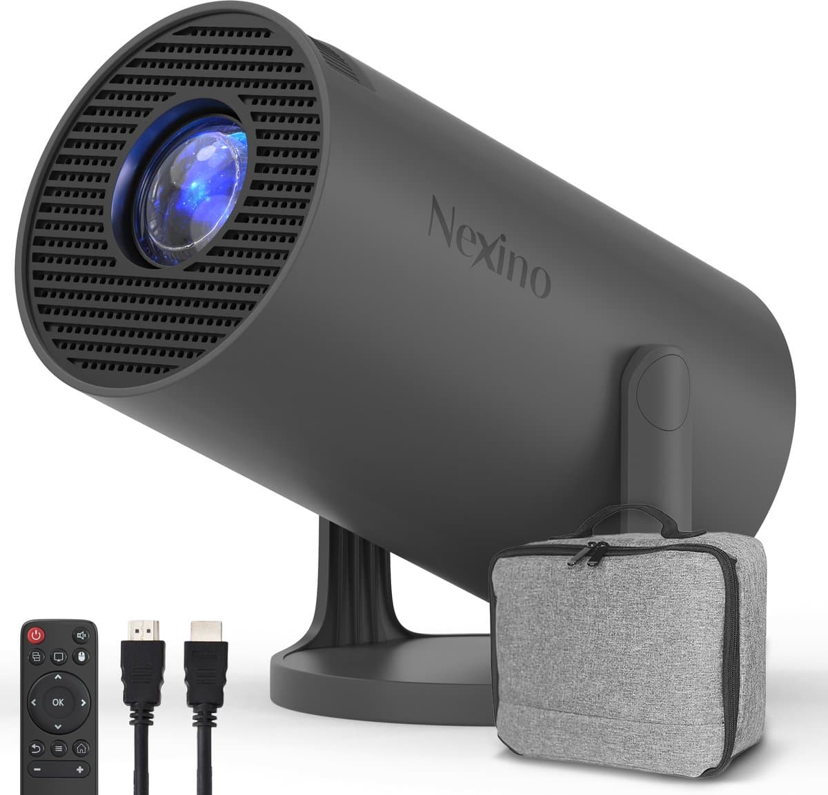 Nexino® Smart Mini Beamer PRO - Projector - 4K Support - Android 14.0 - Home Cinema - Wifi & Bluetooth - Geschikt voor IOS en Android - Incl. Opbergtas