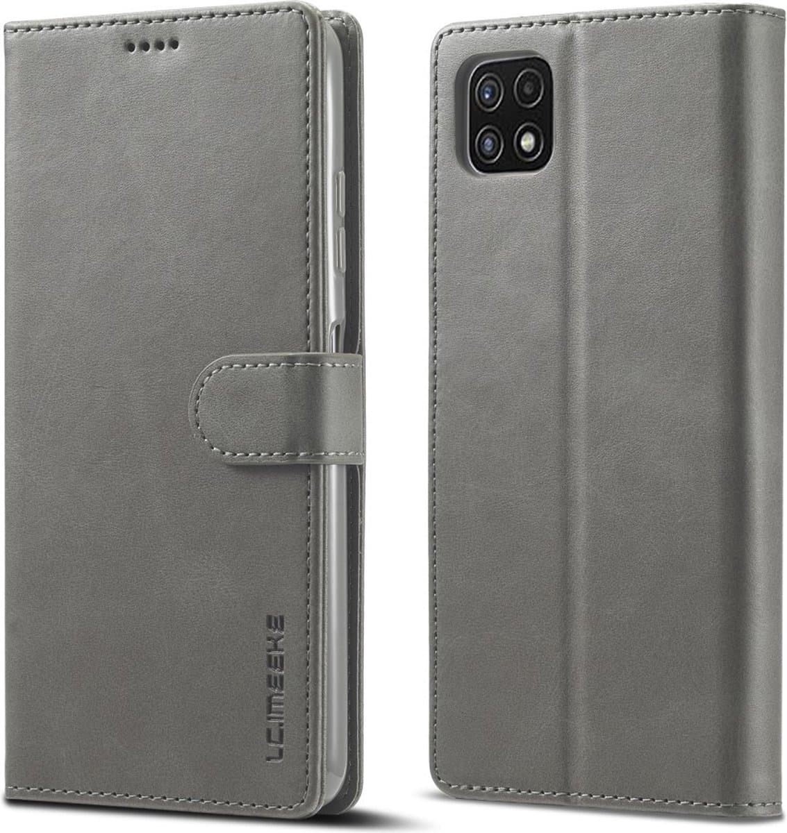 LC.IMEEKE Hoesje - Geschikt voor Samsung Galaxy A22 5G Hoesje - LC.IMEEKE Luxe Book Case - Grijs