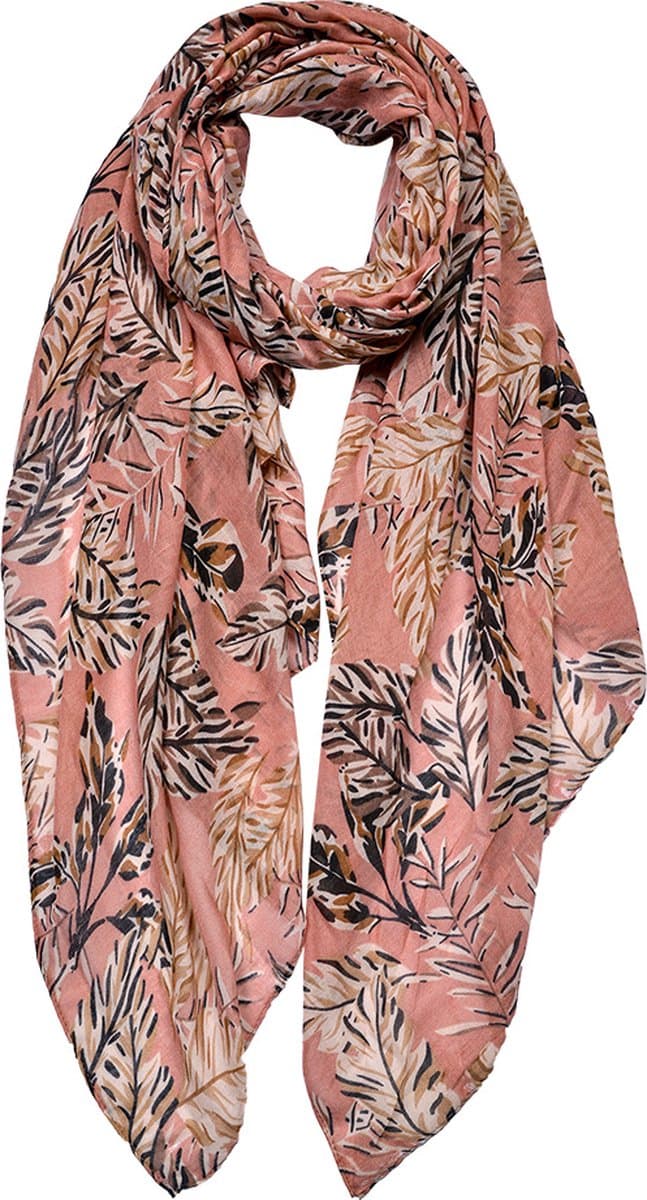 Juleeze Sjaal Dames Print 90x180 cm Roze Synthetisch Bladeren