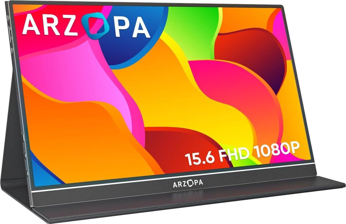 Arzopa S1 Table Portable Monitor - Full HD - 15.6 inch - USB-C - Incl Bookcase
