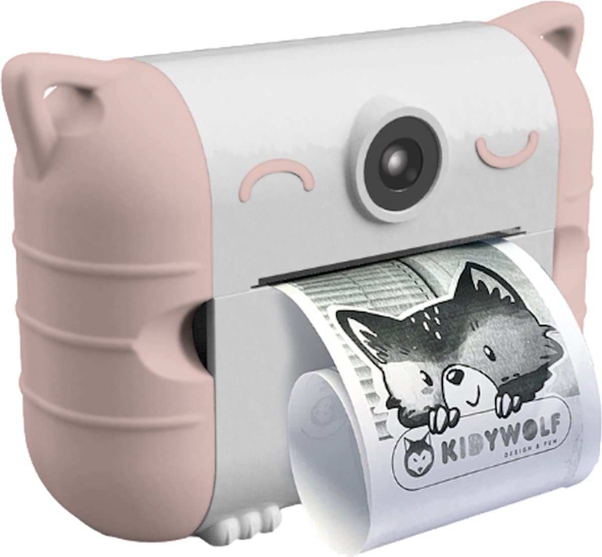 KIDYWOLF KIDYPRINT Roze Thermische Kindercamera – Instant Camera voor Kinderen met Direct Print