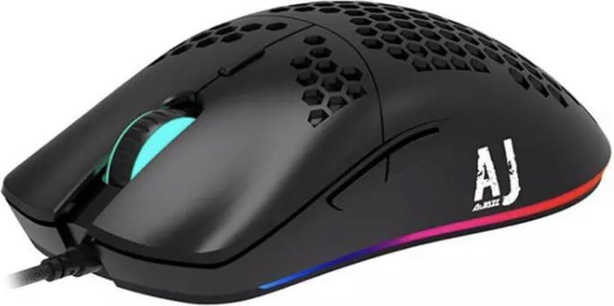 Ajazz AJ380R USB Bedrade Gaming Muis - 6 Toetsen Verstelbaar 16000 DPI - Ergonomisch Geperforeerd Ontwerp - Zwart