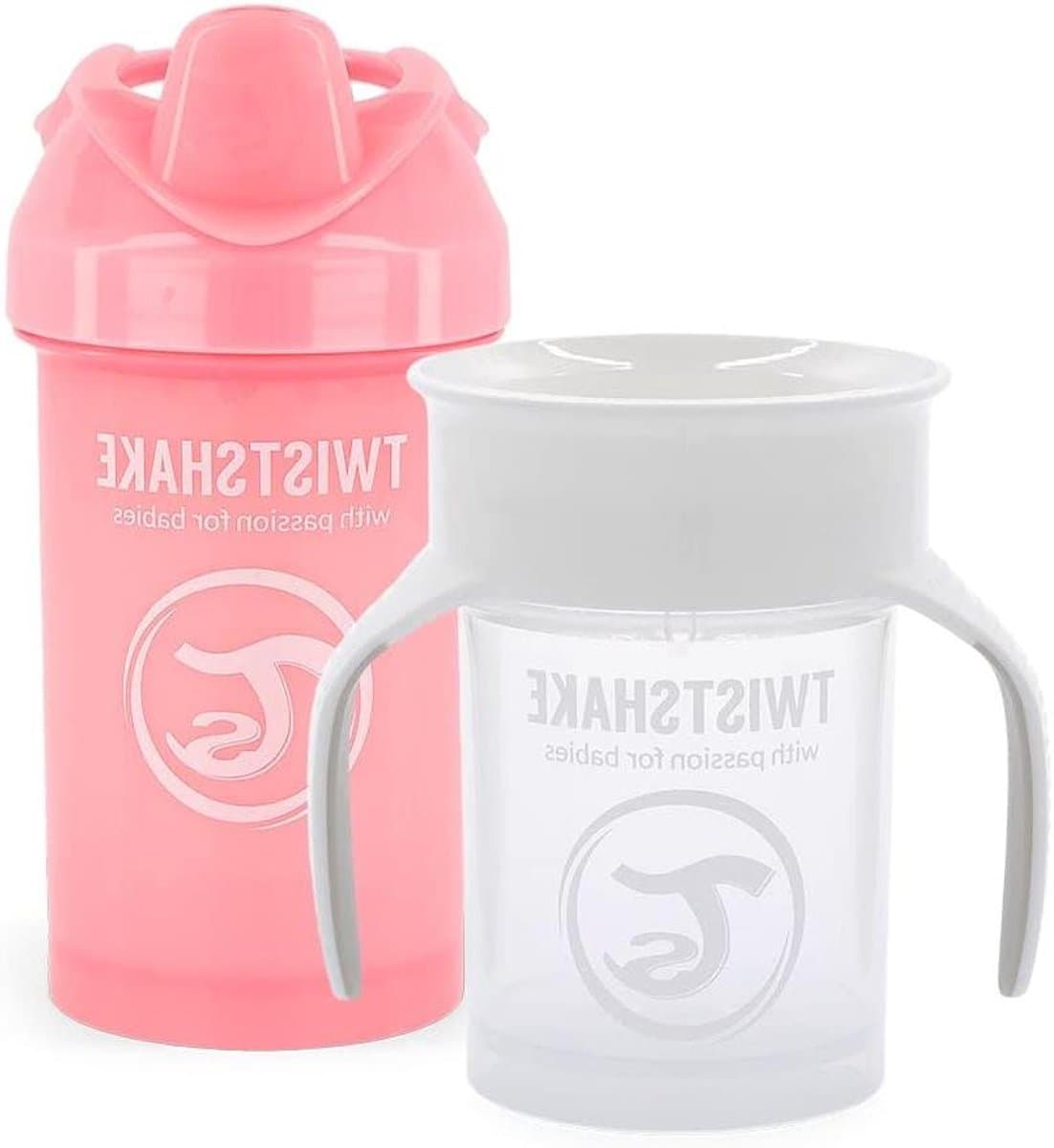 Baby Drinkbekers - Lekvrije Beker - Zelf Leren Drinken - 360 Graden Rand - Set van 2 - Wit Roze