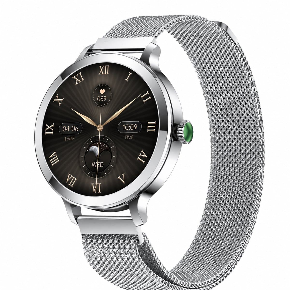 Evy24 Smartwatch Dames AMOLED - iPhone & Android - Horloge dames - Bellen - Stappenteller - Slaapmonitor - 38 mm - 2 bandjes - Zilver