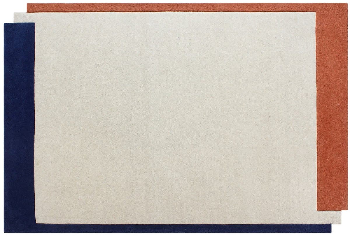 Vente-unique Getuft vloerkleed 100% wol - 160 x 230 cm - Beige, terracotta en donkerblauw - 2200g/m² - MARISA
